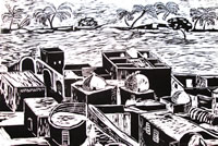 Assuan Nubierdorf, Holzschnitt