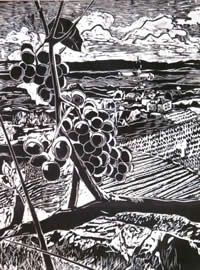 Aussicht Holzschnitt, 60 X 45 cm