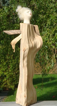 Engel, Holz, Keramik, Höhe 42cm hoch