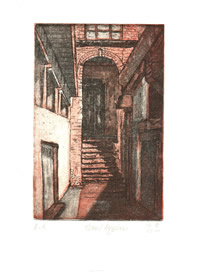 Esna/Ägypten, Aquatinta, zwei Platten, 9,5 x 14,5 cm