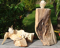 Heilige Familie, Holz, Keramik, 32 cm hoch