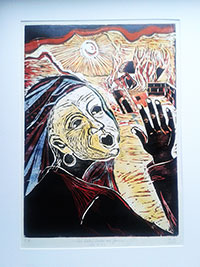 Lots Weib Sodom und Gomorra, Holzschnitt, 50x36 cm