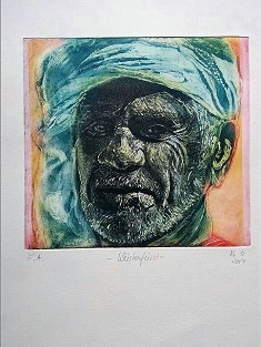 Wüstenfürst, Aquatinta, 21x20 cm